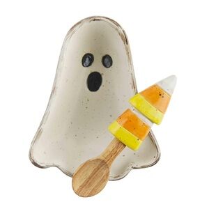 🎃NWT Mud Pie Halloween Ghost Dish & Candy Corn Spoon